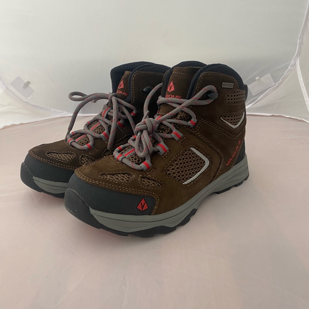 Vasque Kids Boots - Brown and Gray with Red Accents